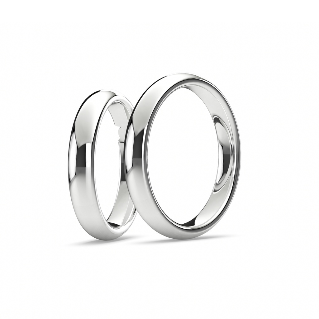 [CYC] Par de argollas de matrimonio "BASIC" - Oro 14k blanco 4.0mm (04041-04042) 