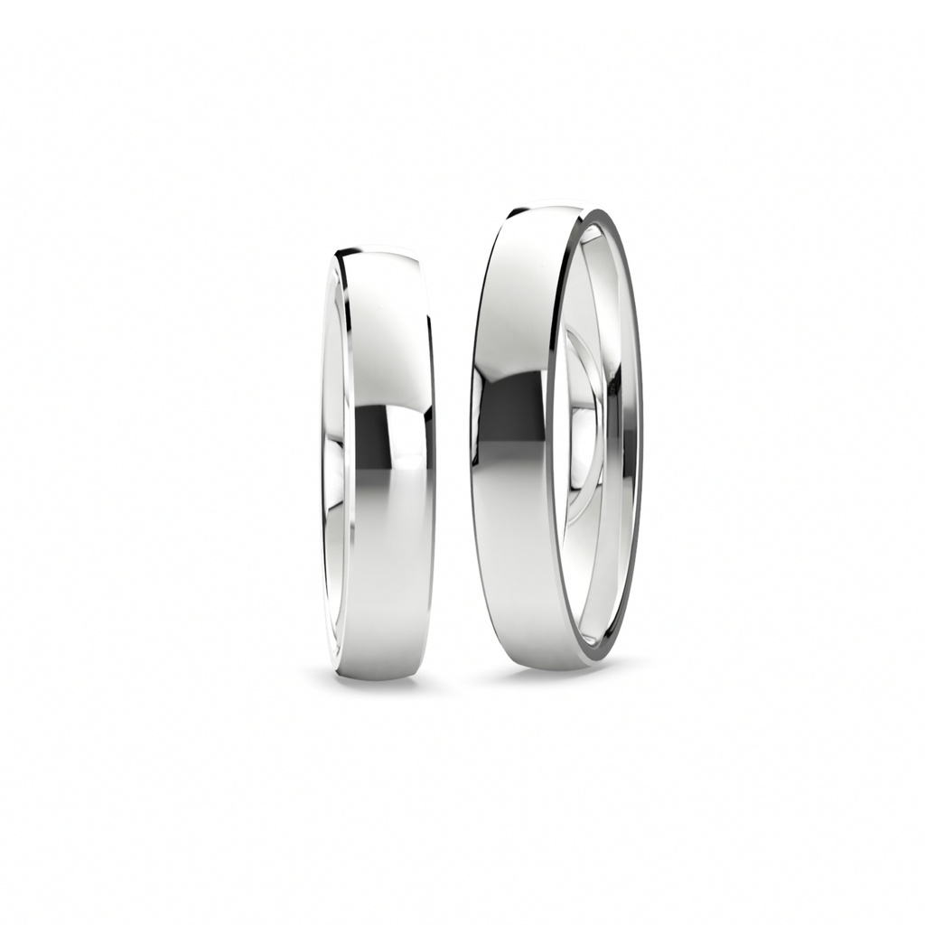 [CYC] Par de argollas de matrimonio "BASIC" - Oro 14k blanco 4.0mm (04031-04032) 