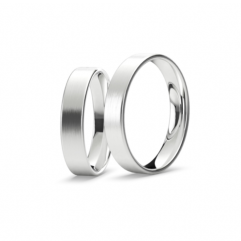 [CYC] Par de argollas de matrimonio "BASIC LIGHT 3" - Oro 14k blanco 4.5mm (05727-05728) 