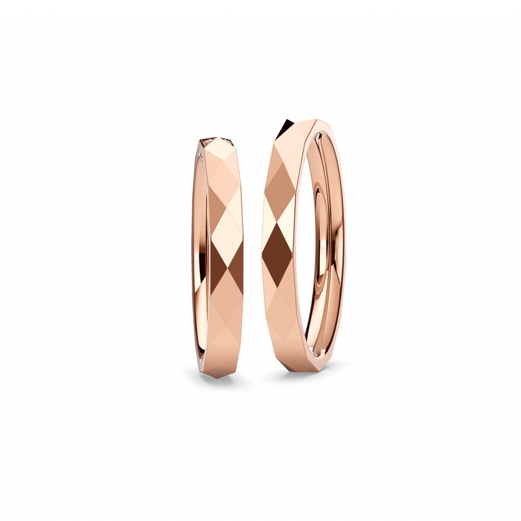[CYC] Par de argollas de matrimonio "AFTERGLOW" - Oro 14k rosa 3.0mm (06481-06482)