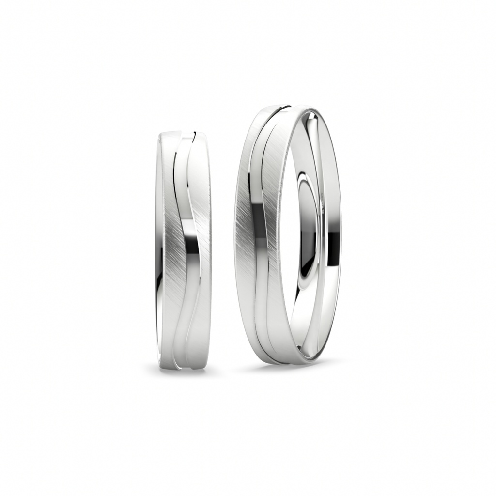 [CYC] Par de argollas de matrimonio "SMART LINE SLIM" - Oro 14k 4mm A (07131-07132)