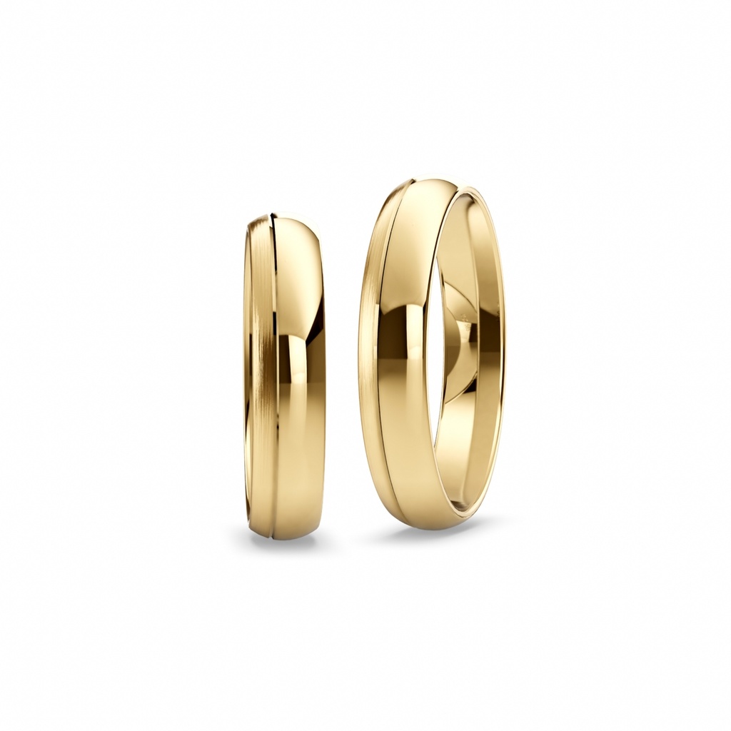 [CYC] Par de argollas de matrimonio "BASIC LIGHT 3" - Oro 14k amarillo 4.5mm (05708 -05707)