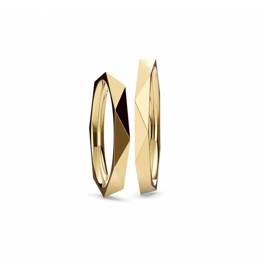 [CYC] Par de argollas de matrimonio "AFTERGLOW" - Oro 14k amarillo 2.5mm (06483 -06484) 