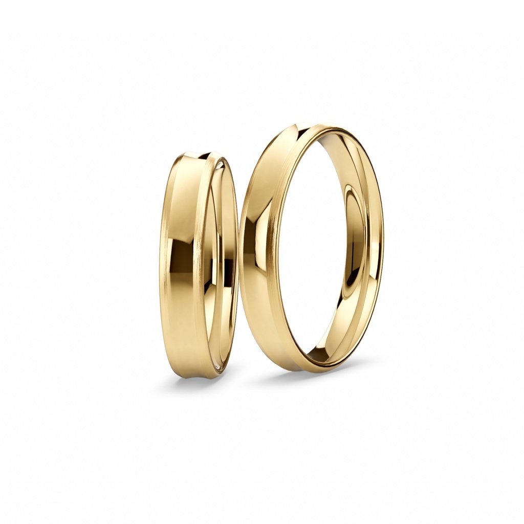 [CYC] Par de argollas de matrimonio "BASIC" - Oro 14k amarillo 4.0mm (04011-04012) 