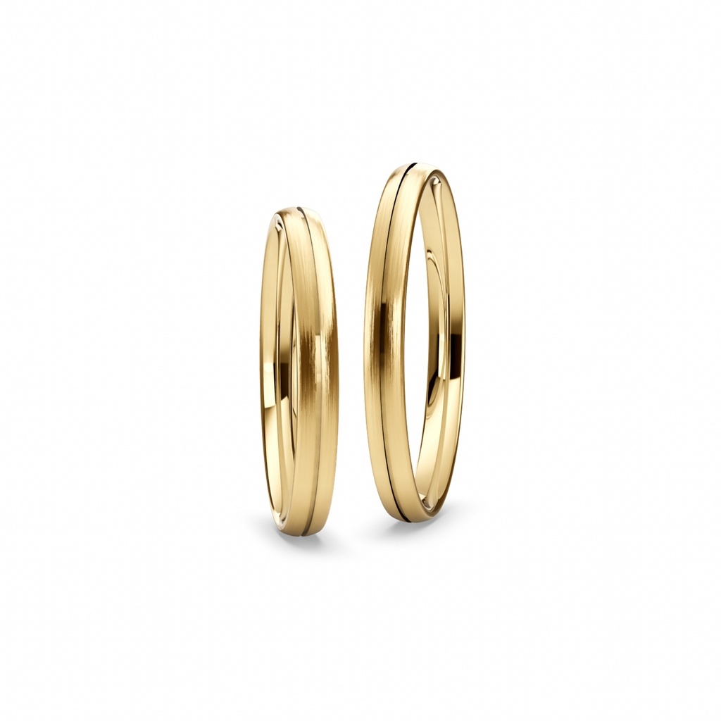 [CYC] Par de argollas de matrimonio "BASIC LIGHT" Oro 14K 2.5mm (04323-04324)   