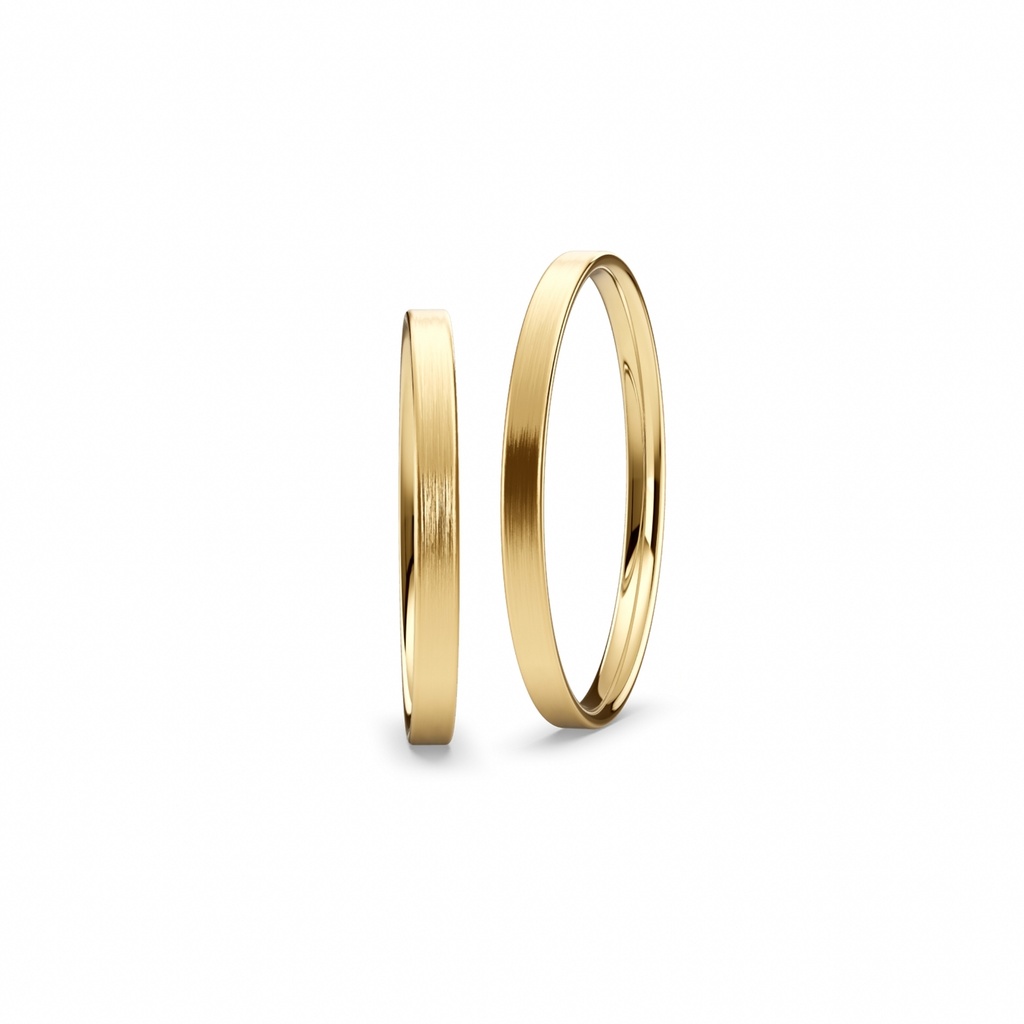 [CYC] Par de argollas de matrimonio "BASIC SLIM" - Oro 14k amarillo 2.0mm (04319-04320)