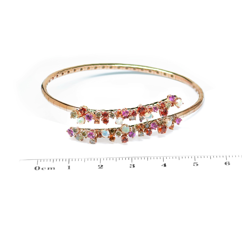 Brazalete DAMIANI "MIMOSA FLEXI" Diamante-0.53Ct Zafiro marrón/ópalo 11.4gr 18KR