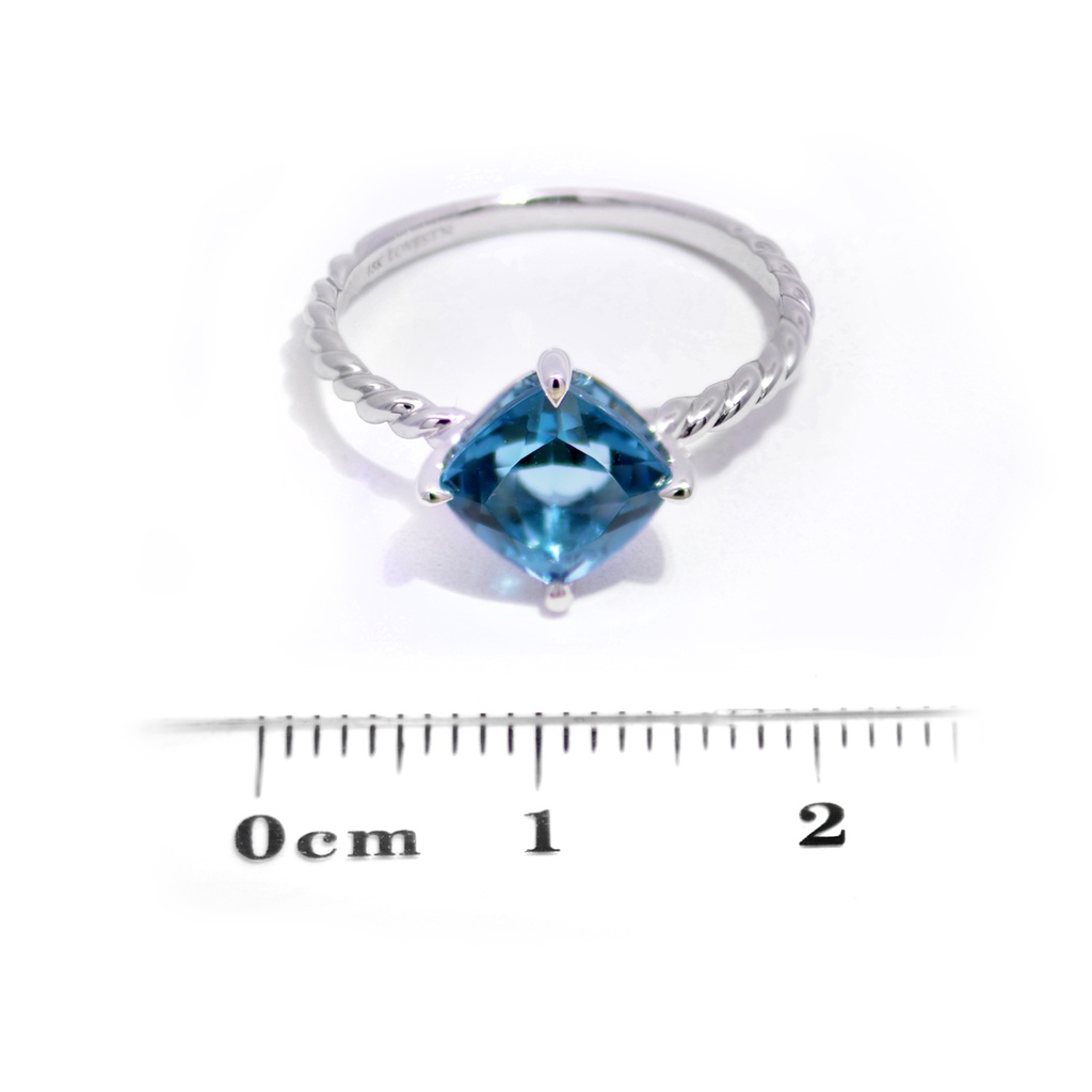 Anillo LA PAZ Solitario TOPACIO AZUL-LONDON Cushion-2.00Ct 2.0gr 18K  