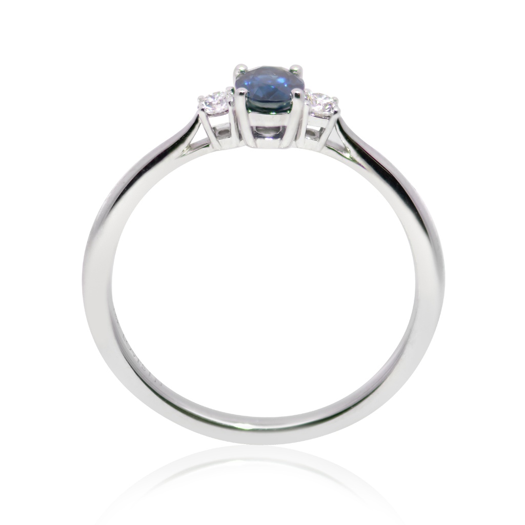 Anillo ZAFIRO Oval-0.39Ct Diamantes-0.08Ct GVS 2.0gr 18K 