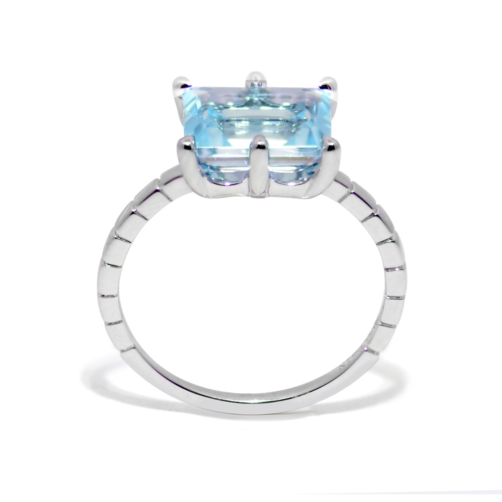 Anillo LA PAZ Solitario TOPACIO AZUL-SKY Octágono-2.93Ct 2.4gr 18K  