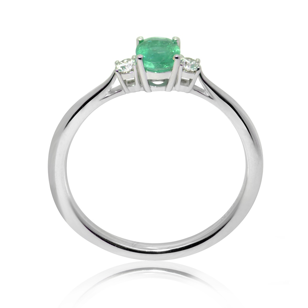 Anillo ESMERALDA Oval-0.39Ct Diamantes-0.08Ct GVS 2.0gr 18K  