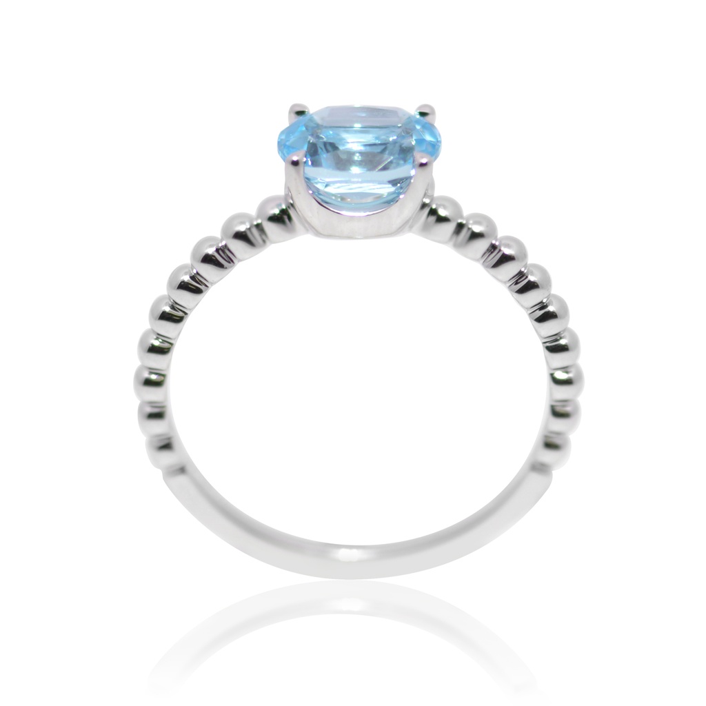 Anillo LA PAZ Solitario TOPACIO AZUL-SWISS Oval-1.02Ct 1.9gr 18K 