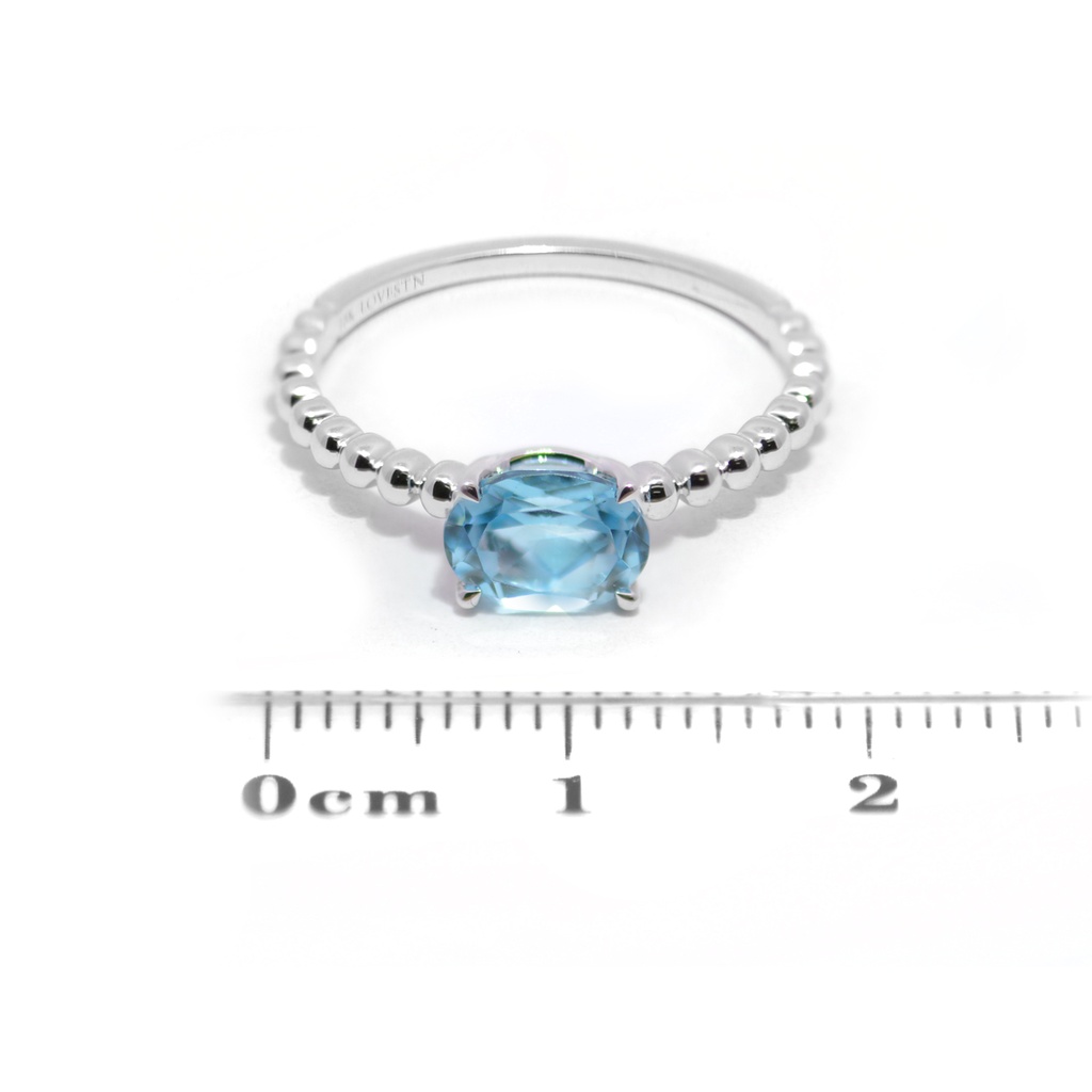 Anillo LA PAZ Solitario TOPACIO AZUL-SWISS Oval-1.02Ct 1.9gr 18K 