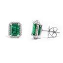 Aretes Halo ESMERALDA-3.44Ct Diamante-0.21Ct GVS 18K