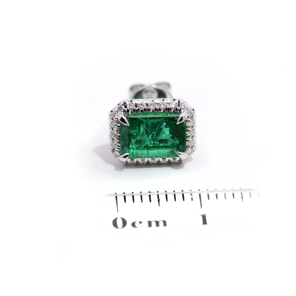 Aretes Halo ESMERALDA-3.44Ct Diamante-0.21Ct GVS 18K