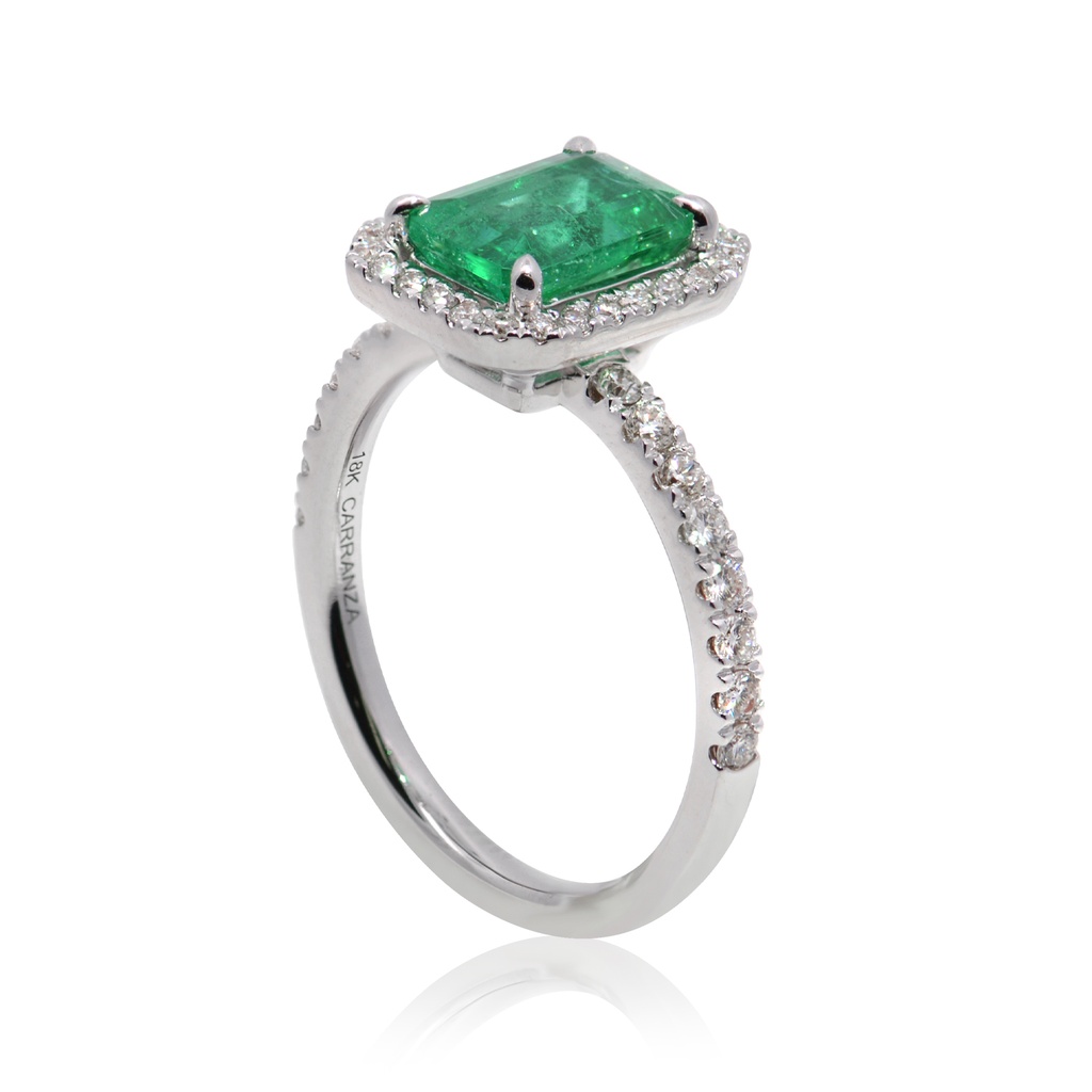Anillo Halo ESMERALDA-1.45Ct Diamante-0.45Ct GVS 18K
