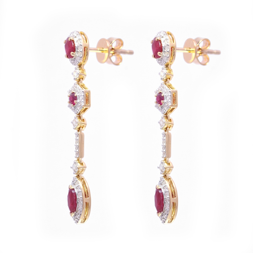 Aretes ‘María de Lujo’ RUBÍ-0.89ct DIAMANTE-0.56ct 3.9gr 18K 