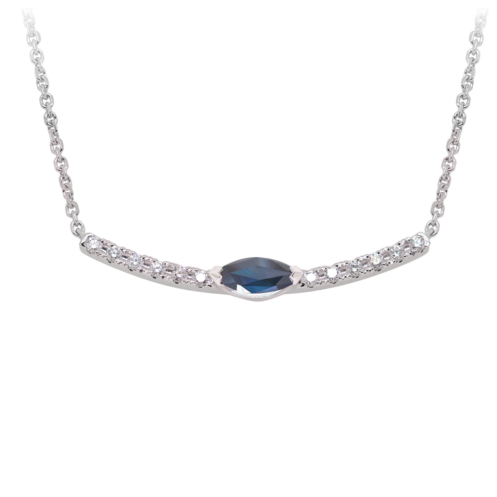 GARGANTILLA “MARÍA DE LUJO“ ZAFIRO 19P-MQ y 12B6P GVS 40/45cm 2.0gr ORO BLANCO 18K 