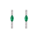ARETES “MARÍA DE LUJO“ 2 ESMERALDAS 12P-MQ y 14B5P GVS 1.4gr ORO BLANCO 18K