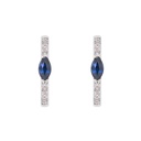 ARETES “MARÍA DE LUJO“ 2 ZAFIROS 20P-MQ y 14B5P GVS 1.4gr ORO BLANCO 18K