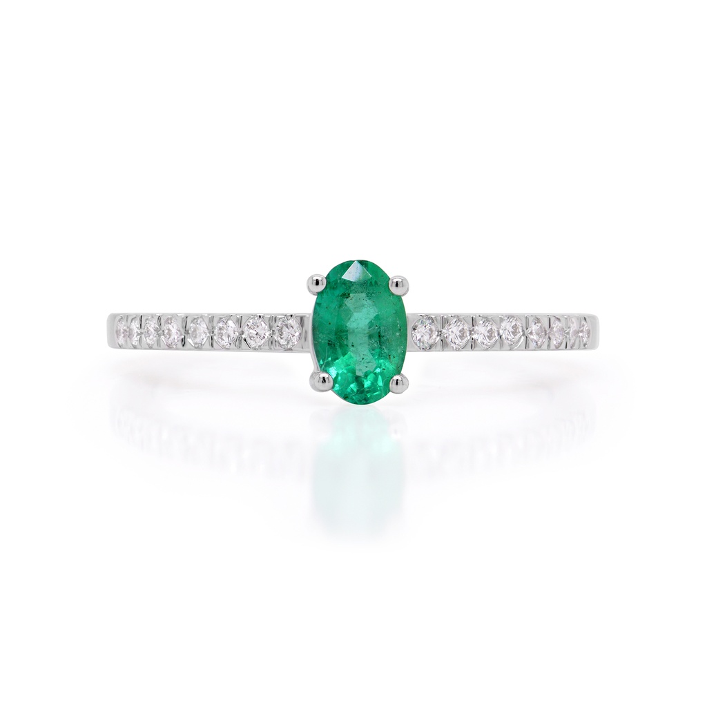 ANILLO CELLINI ESMERALDA 36P-OV 16B12P GVS 2.1GR ORO BLANCO 18K