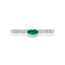 ANILLO “MARÍA DE LUJO“ ESMERALDA 11P-MQ y 12B6P GVS 1.1gr ORO BLANCO 18K