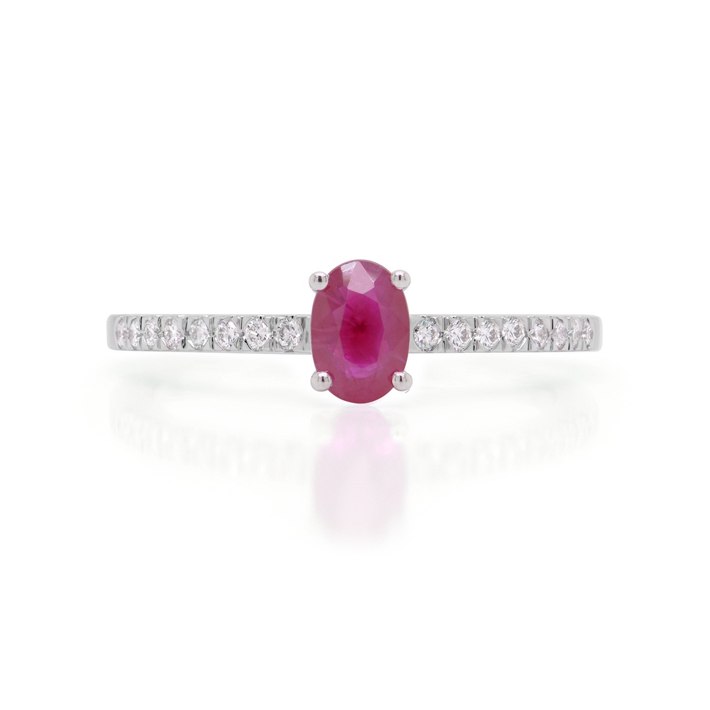 ANILLO CELLINI RUBY 64P-OV 16B12P GVS 2.1GR ORO BLANCO 18K