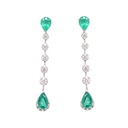 ARETES LA CEIBA 4-ESMERALDAS 120P-PERA 20B33P GVS 3.4GR ORO BLANCO 18K
