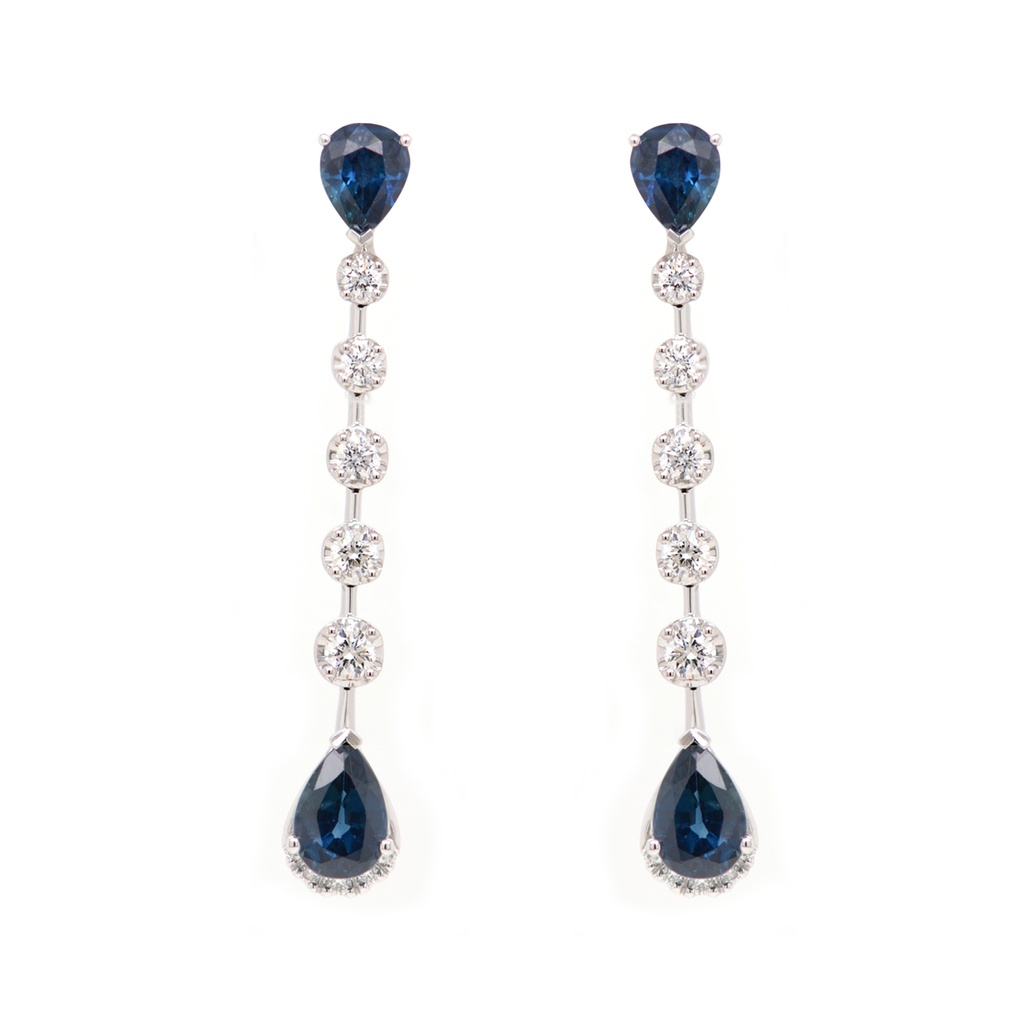 ARETES LA CEIBA 4-ZAFIROS 175P-PERA 20B34P GVS 3.1GR ORO BLANCO 18K