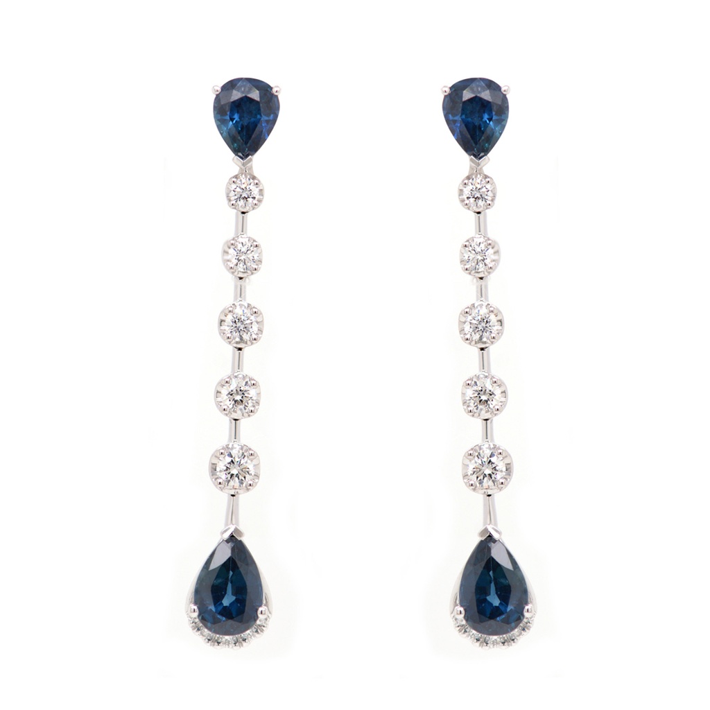ARETES LA CEIBA 4-ZAFIROS 175P-PERA 20B34P GVS 3.1GR ORO BLANCO 18K