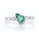 ANILLO LA CEIBA ESMERALDA 54P-PERA 11B26P GVS 2.6GR ORO BLANCO 18K