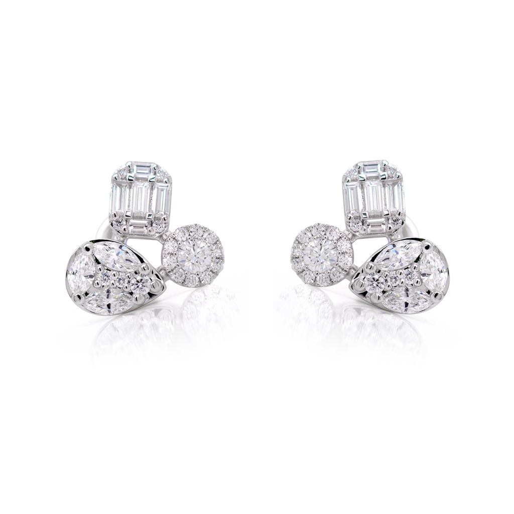 ARETES ALEBRIJE  6D37P-MQ 36D31P-RD 10D28P-BG 3.4GR ORO BLANCO 18K