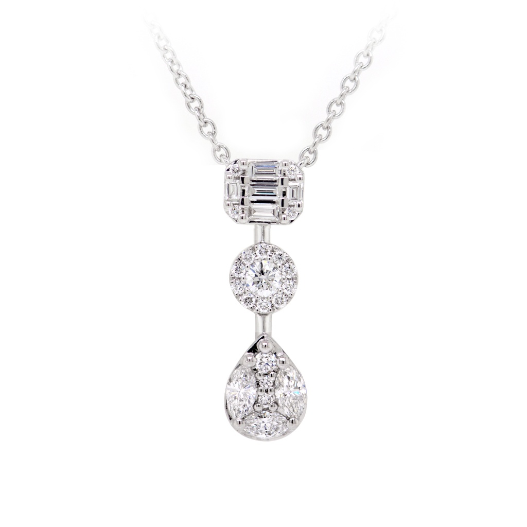 GARGANTILLA ALEBRIJE LINE 3D21P-MQ 18D16P-RD 5D11P-BG 40/45cm 4.1GR ORO BLANCO 18K