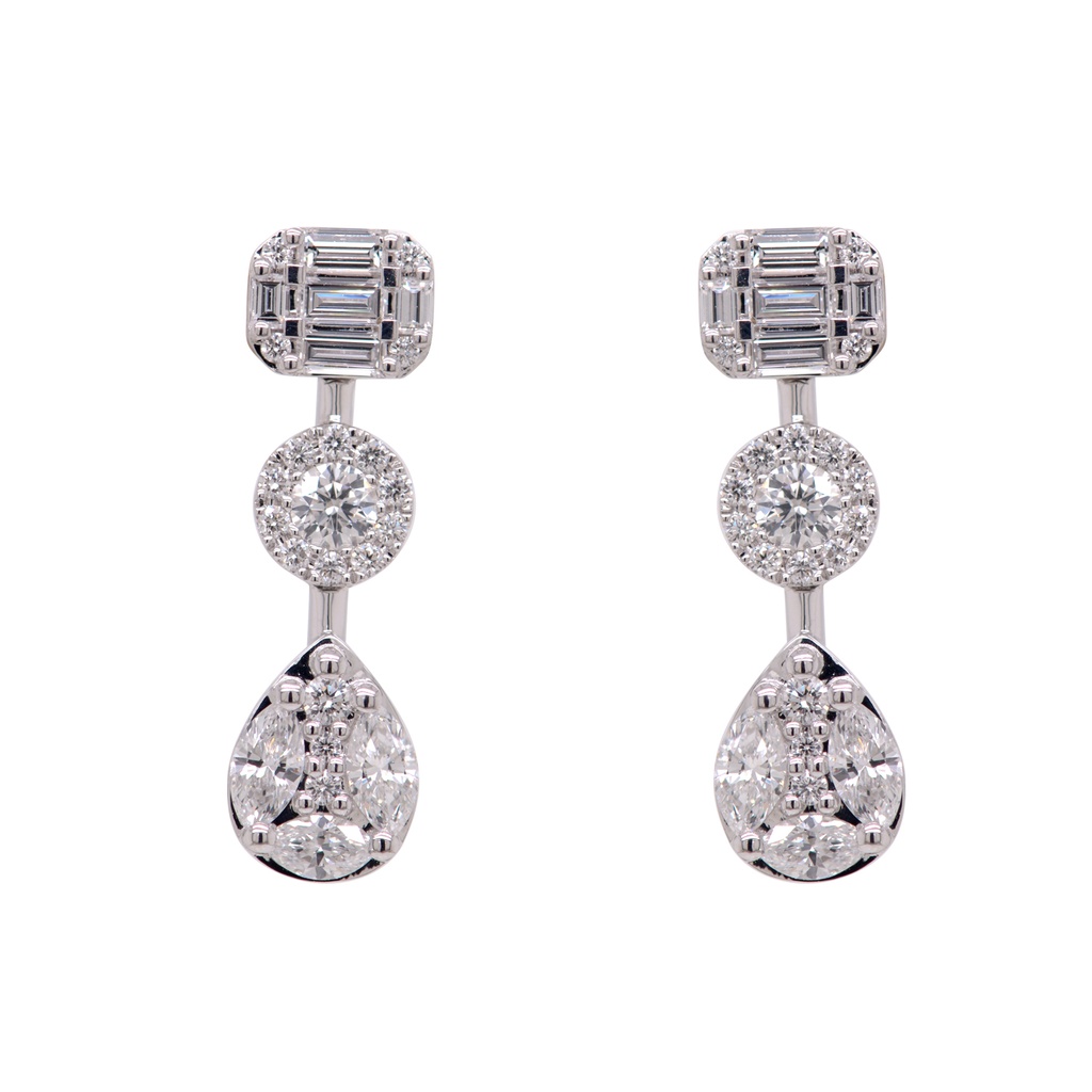 ARETES ALEBRIJE LINE 6D41P-MQ 36D36P-RD 10D27P-BG 3.3GR ORO BLANCO 18K