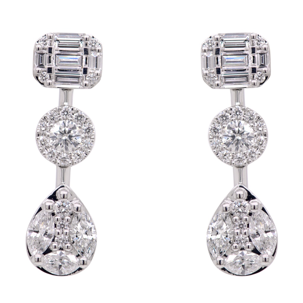 ARETES ALEBRIJE LINE 6D41P-MQ 36D36P-RD 10D27P-BG 3.3GR ORO BLANCO 18K
