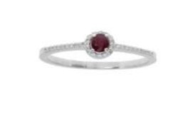 Anillo Frame "HALO OVAL" - RUBI/Oval 0.24ct 32-DIAMANTES 0.12ct GVS 2.1gr ORO BLANCO 18K 