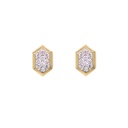 ARETES “SUNSHINE“ HEXÁGONO-8X5mm 20-DIAMANTES 0.17ct 1.5gr. ORO AMARILLO/BLANCO 18K