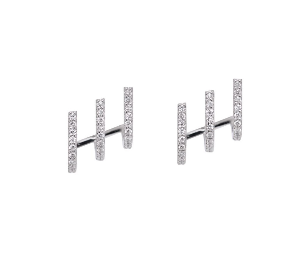 ARETES “TRE“ 54-DIAMANTES Talla/Redondo 0.40ct 3.9gr. ORO BLANCO 18K