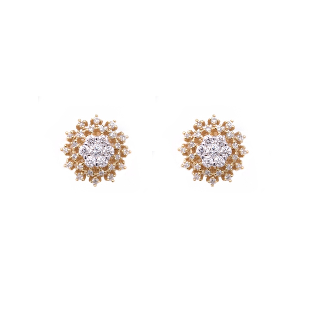 ARETES “CUASAR“ 62-DIAMANTES Talla/Redondo 0.36ct 1.9gr. ORO AMARILLO/BLANCO 18K