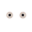 ARETES “HALO-ROUND“ 2-DIAMANTES NEGROS Talla/Redondo 0.31ct. 32-DIAMANTES Talla-Redondo 0.13ct. 2.4gr. ORO AMARILLO 18K