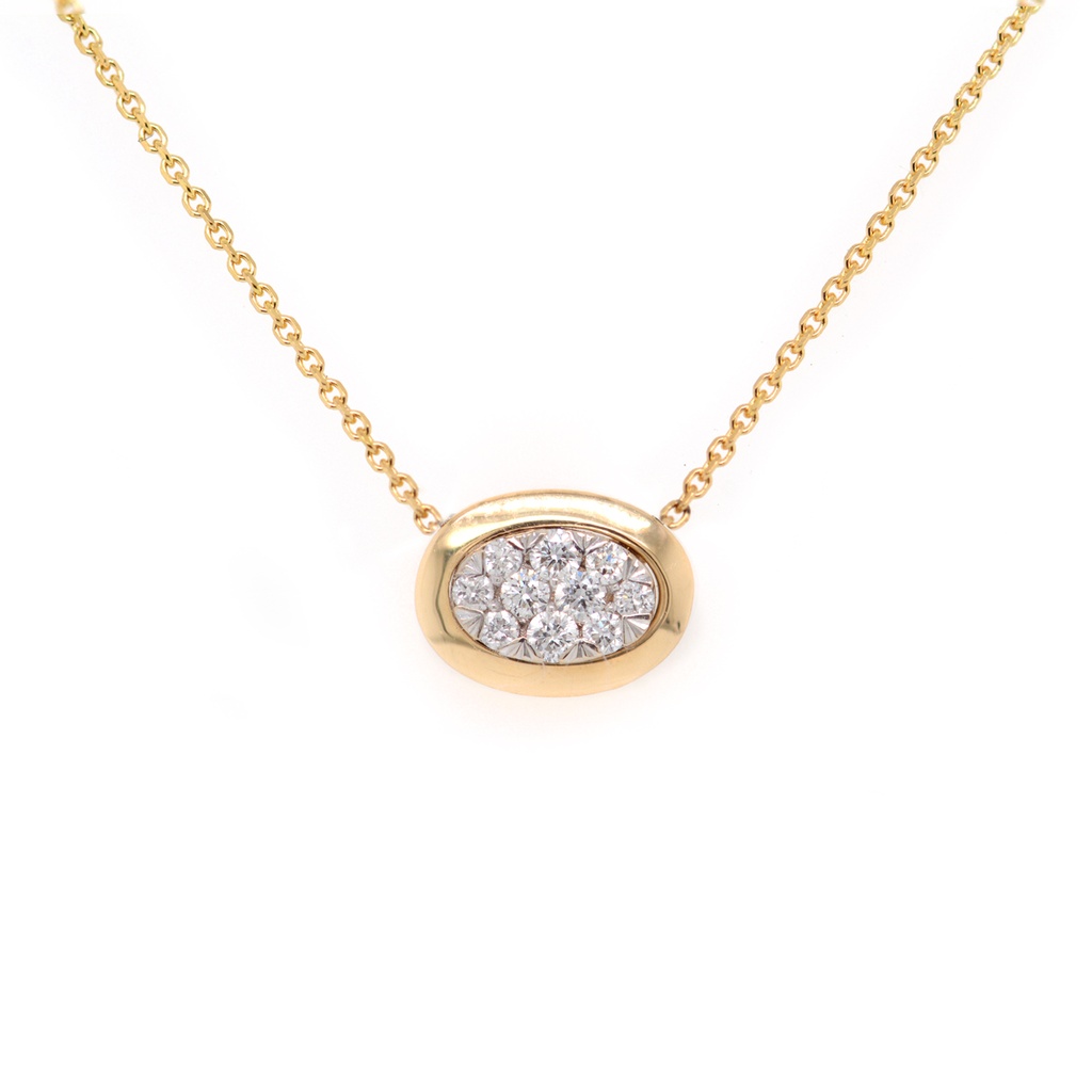 GARGANTILLA “SUNSHINE“ OVAL-7X5mm 10-DIAMANTES 0.07ct 1.7gr. 42cm. ORO AMARILLO/BLANCO 18K