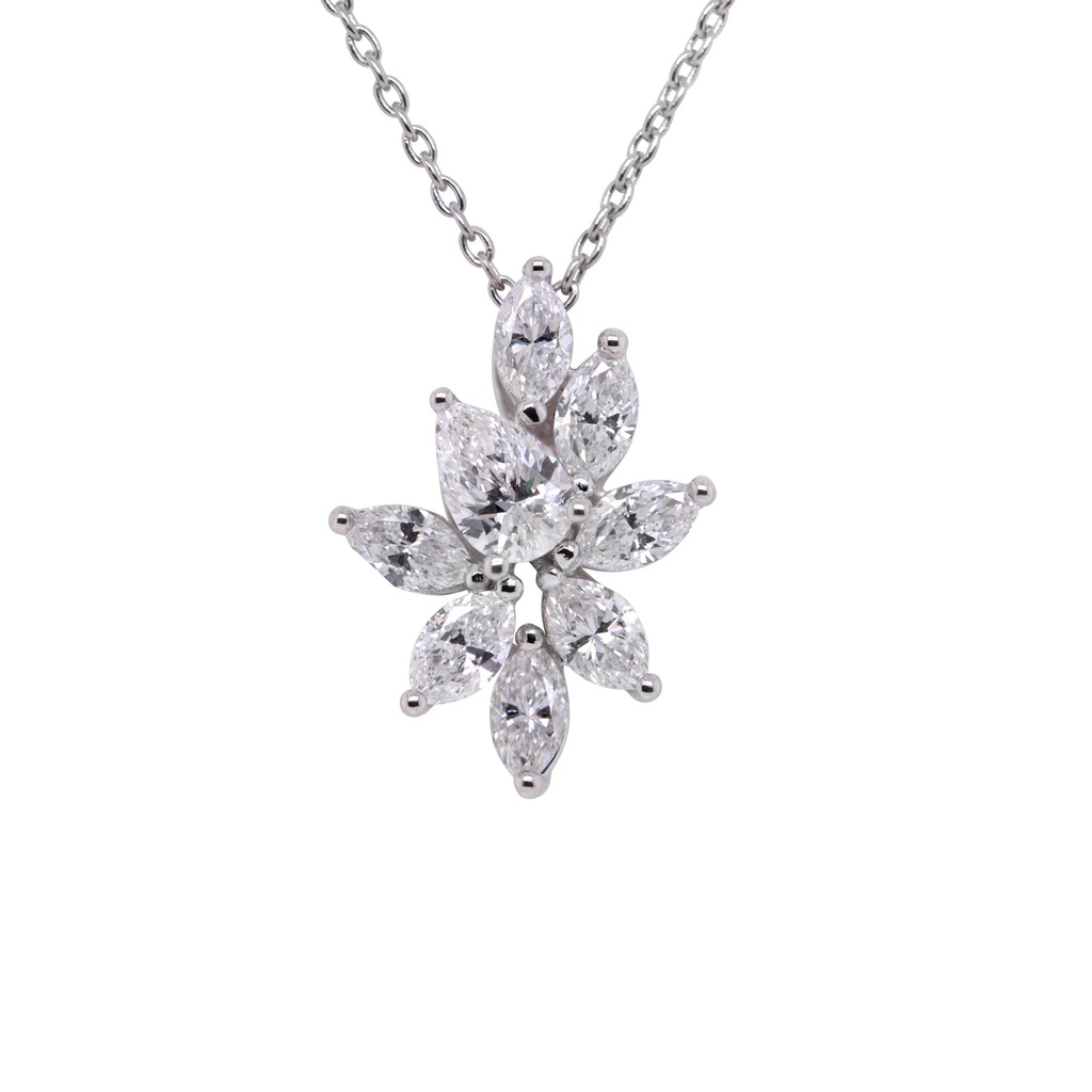 GARGANTILLA AGAVE 12-DIAMANTES Talla-Pera/Marquise/Redondo 1.40ct 4.1gr. 42cm. ORO BLANCO 18K