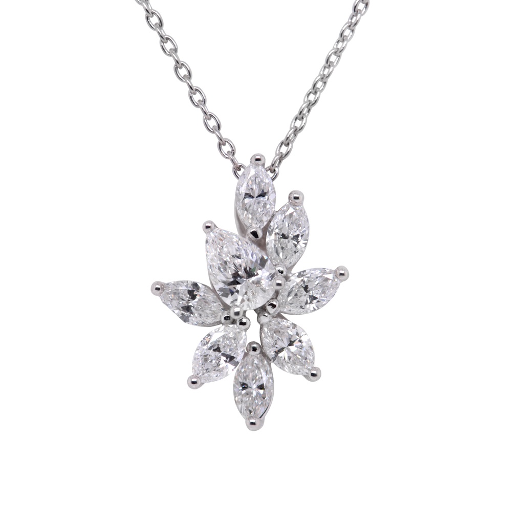 GARGANTILLA AGAVE 12-DIAMANTES Talla-Pera/Marquise/Redondo 1.40ct 4.1gr. 42cm. ORO BLANCO 18K