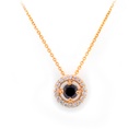 GARGANTILLA “HALO-ROUND“ 1-DIAMANTE NEGRO Talla/Redondo 0.18ct. 18-DIAMANTES Talla/Redondo 0.08ct. 2.0gr. 42cm. ORO AMARILLO 18K