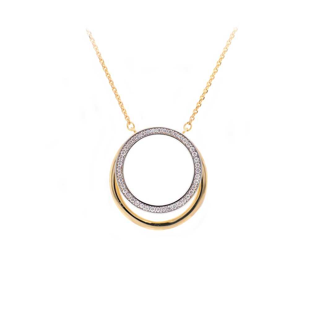 GARGANTILLA “DUO“ 20mm 44-DIAMANTES 0.17ct 5.9gr. 42cm. ORO AMARILLO 18K