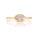 ANILLO “SUNSHINE“ HEXÁGONO-8X5mm 24-DIAMANTES 0.15ct 1.7gr. ORO AMARILLO/BLANCO 18K