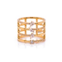 ANILLO “INCONTRO“ 4/BANDAS 40-DIAMANTES Talla-Marquise/Pera/Redondo 0.54ct.  6.9gr. ORO AMARILLO18K