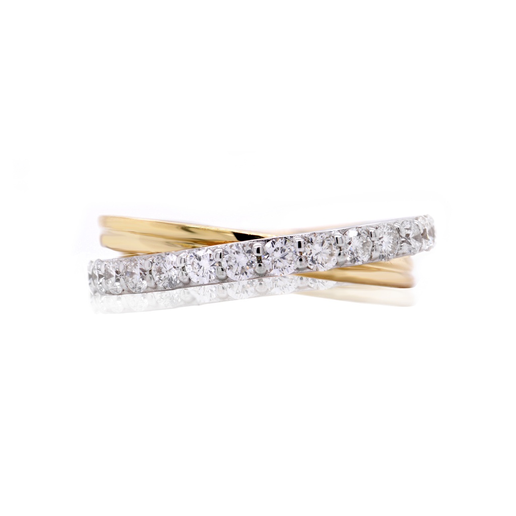 ANILLO “AXIS“ 15-DIAMANTES 0.55ct 4.35gr. ORO AMARILLO/BLANCO 18K