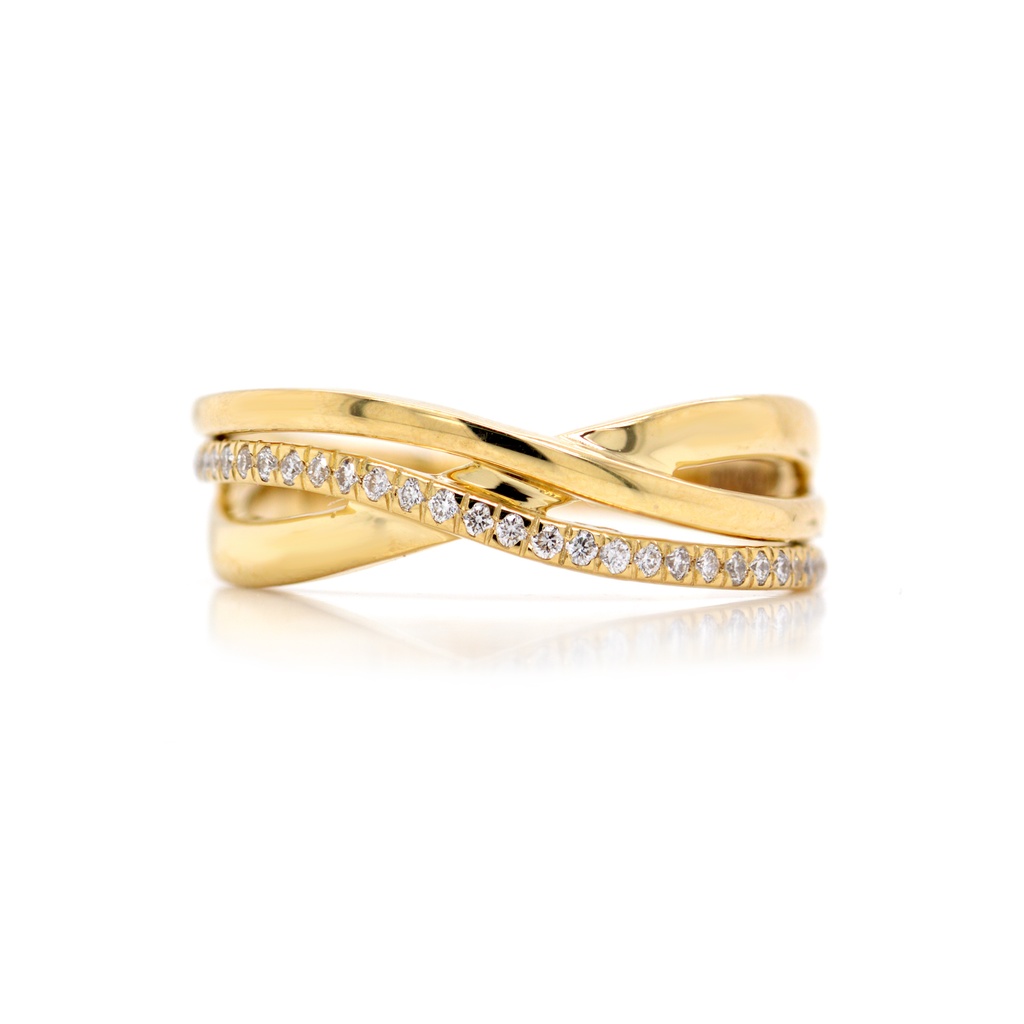 ANILLO “AXIS“ 27-DIAMANTES 0.10ct 3.9gr. ORO AMARILLO 18K