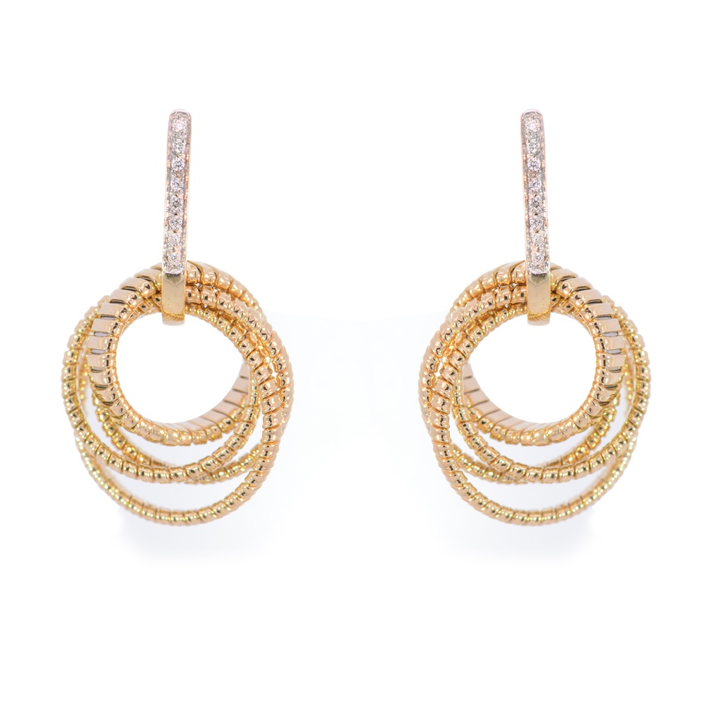 ARETES BUNDLES DIAMANTES-0.08ct GVS 11.2gr. ORO AMARILLO/BLANCO 18K